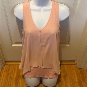 Pinky Peach Sleeveless V-Neck Women's Top